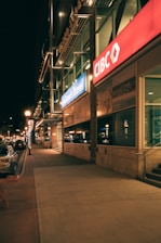 a building with signs on the front