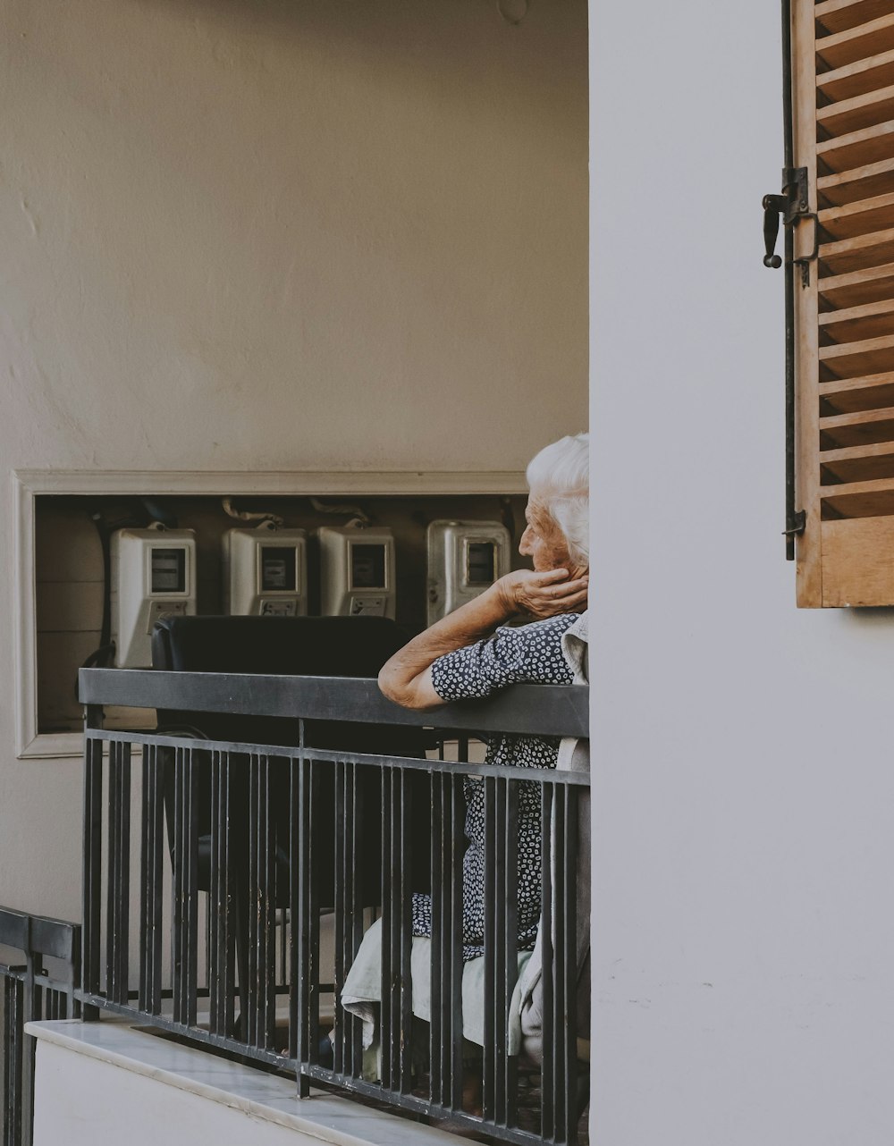 a person standing on a balcony