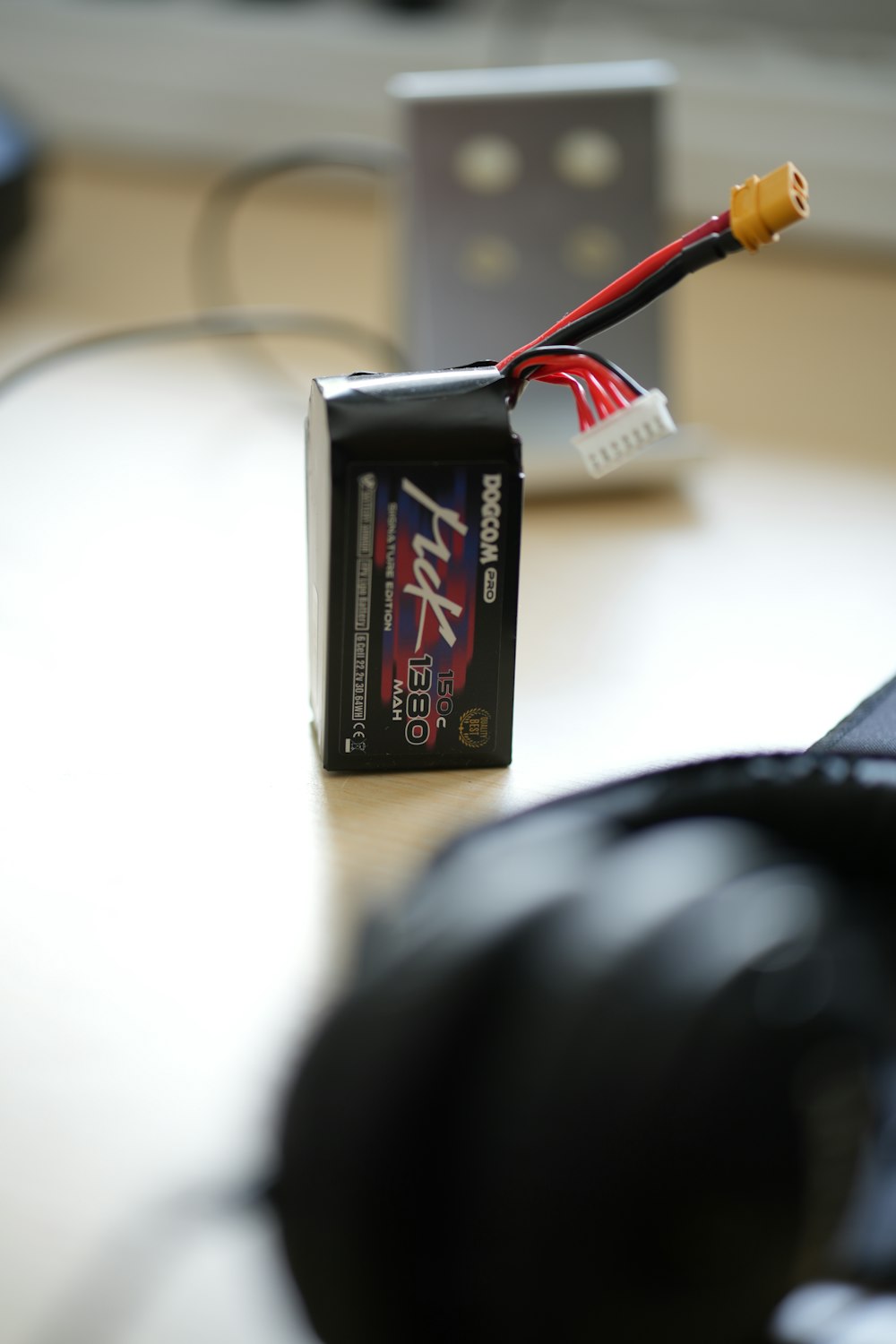 a black and red battery