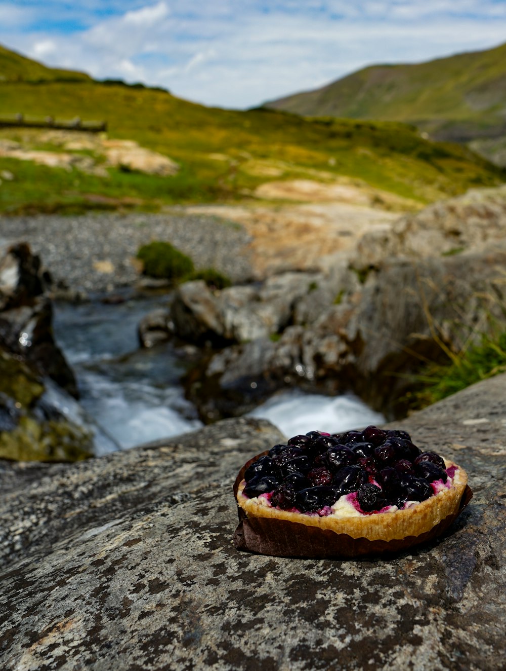 a dessert on a rock