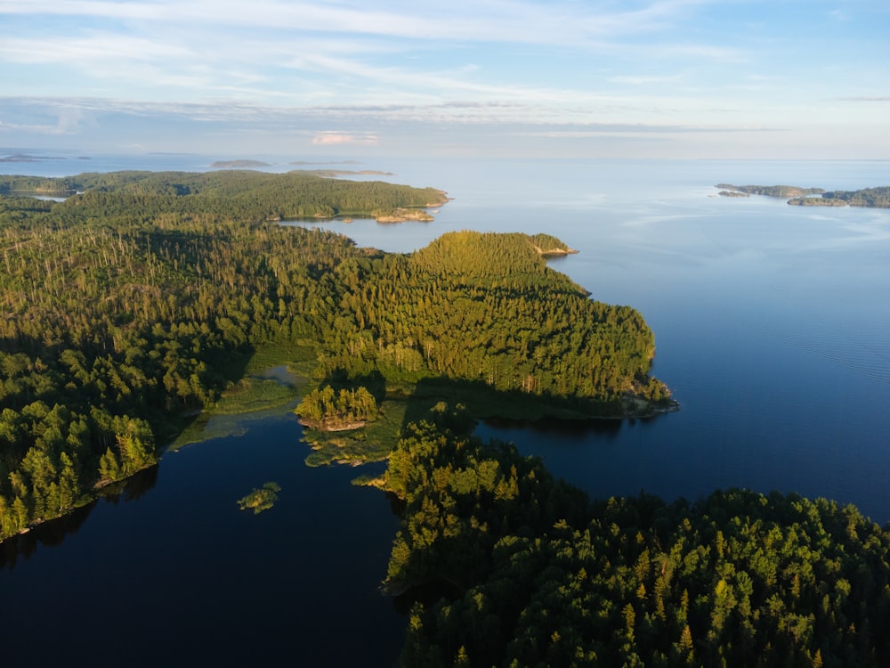 an aerial view of a small island