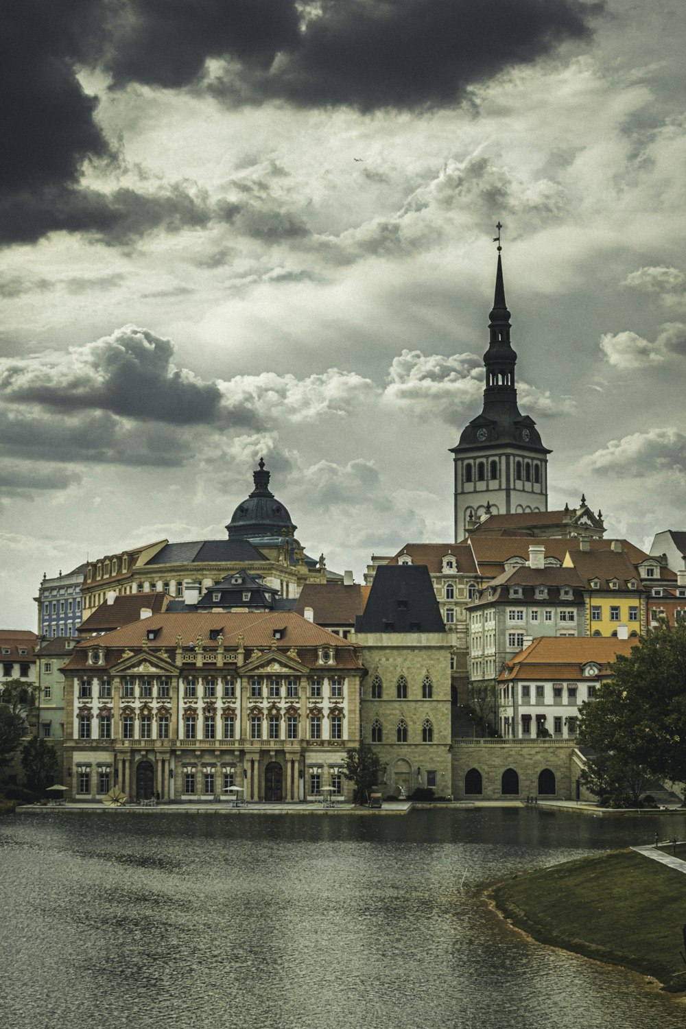 a large building with a tower