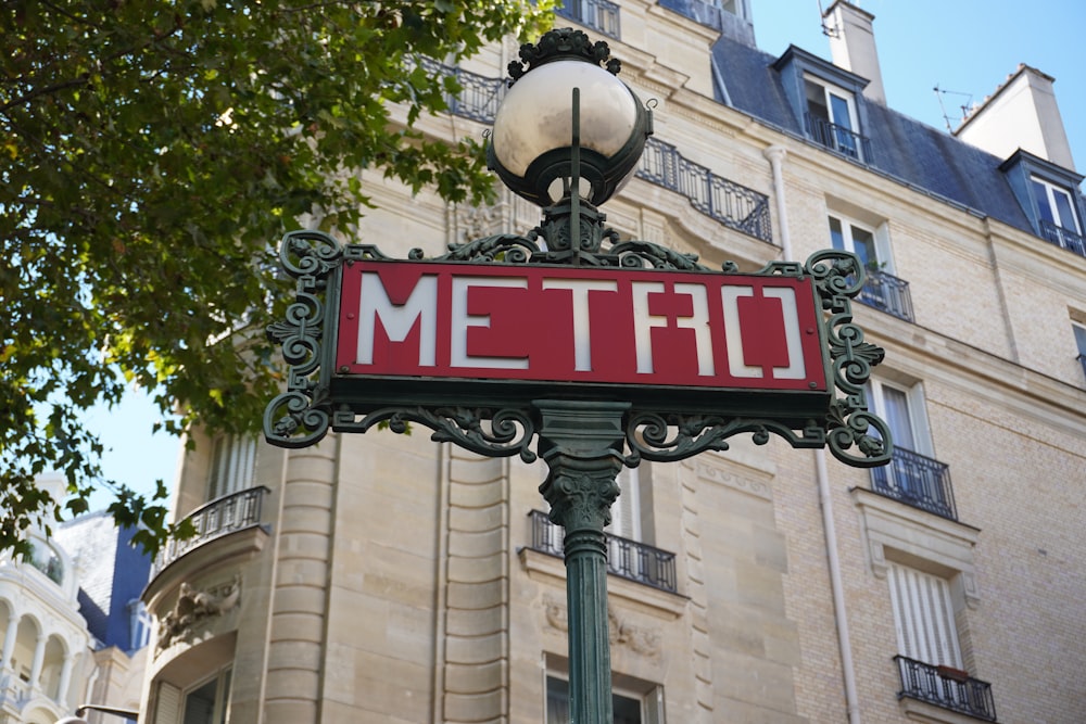 a street sign in front of a building