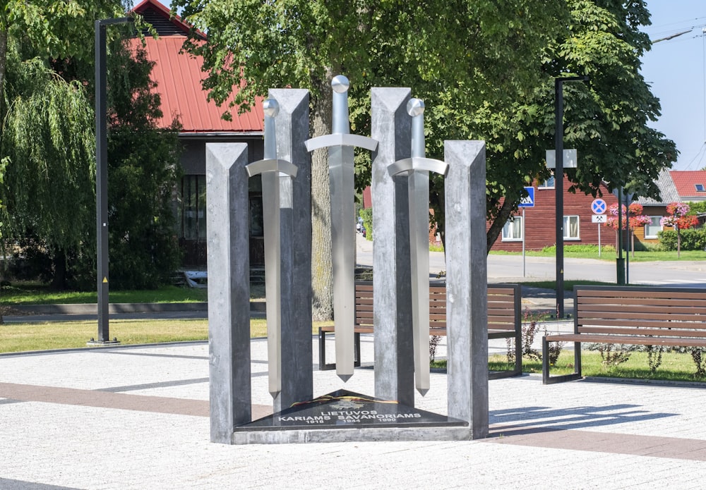 a sculpture in a park