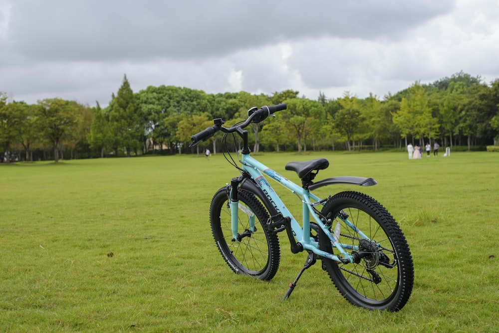 ein Fahrrad auf Gras geparkt