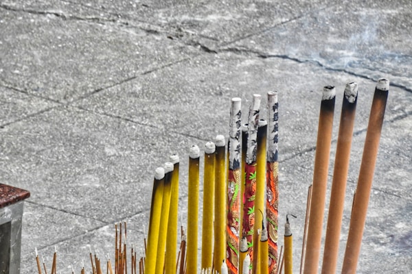 A collection of incense sticks with different fragrances.