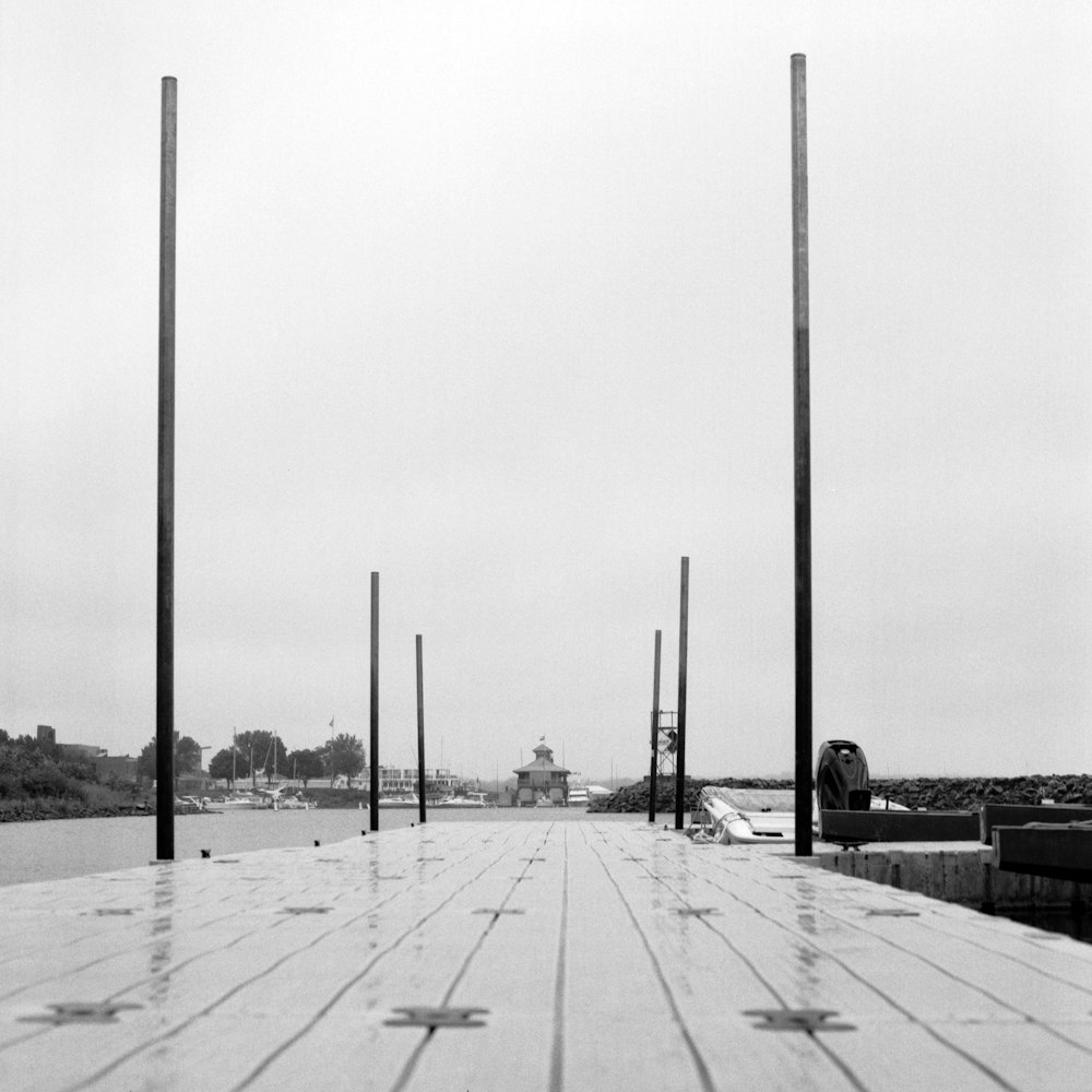 a road with poles on the side