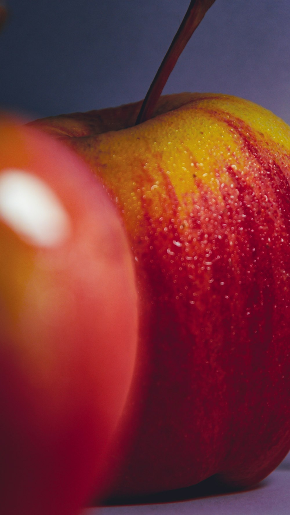 a close-up of a red apple