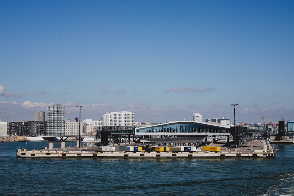 a body of water with buildings along it