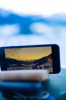 A smartphone camera capturing a beautiful landscape.