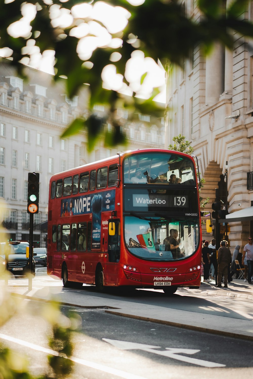 a double decker bus on the street