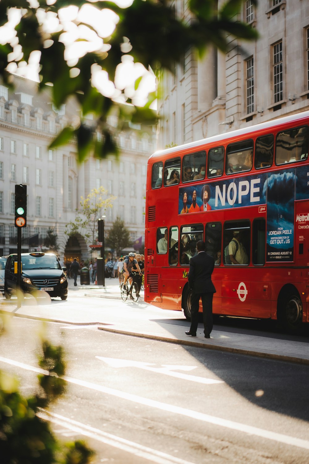 a double decker bus on the street