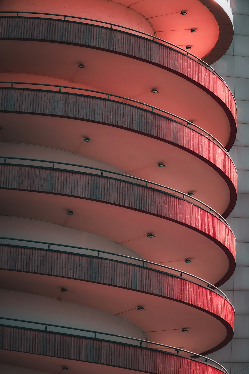 a red and white staircase