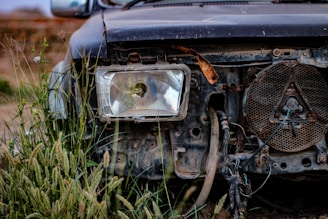 a car with its front bumper smashed