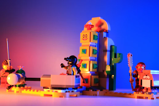 An epic scene of colorful Lego sets, including fantasy-themed and collector's edition models.