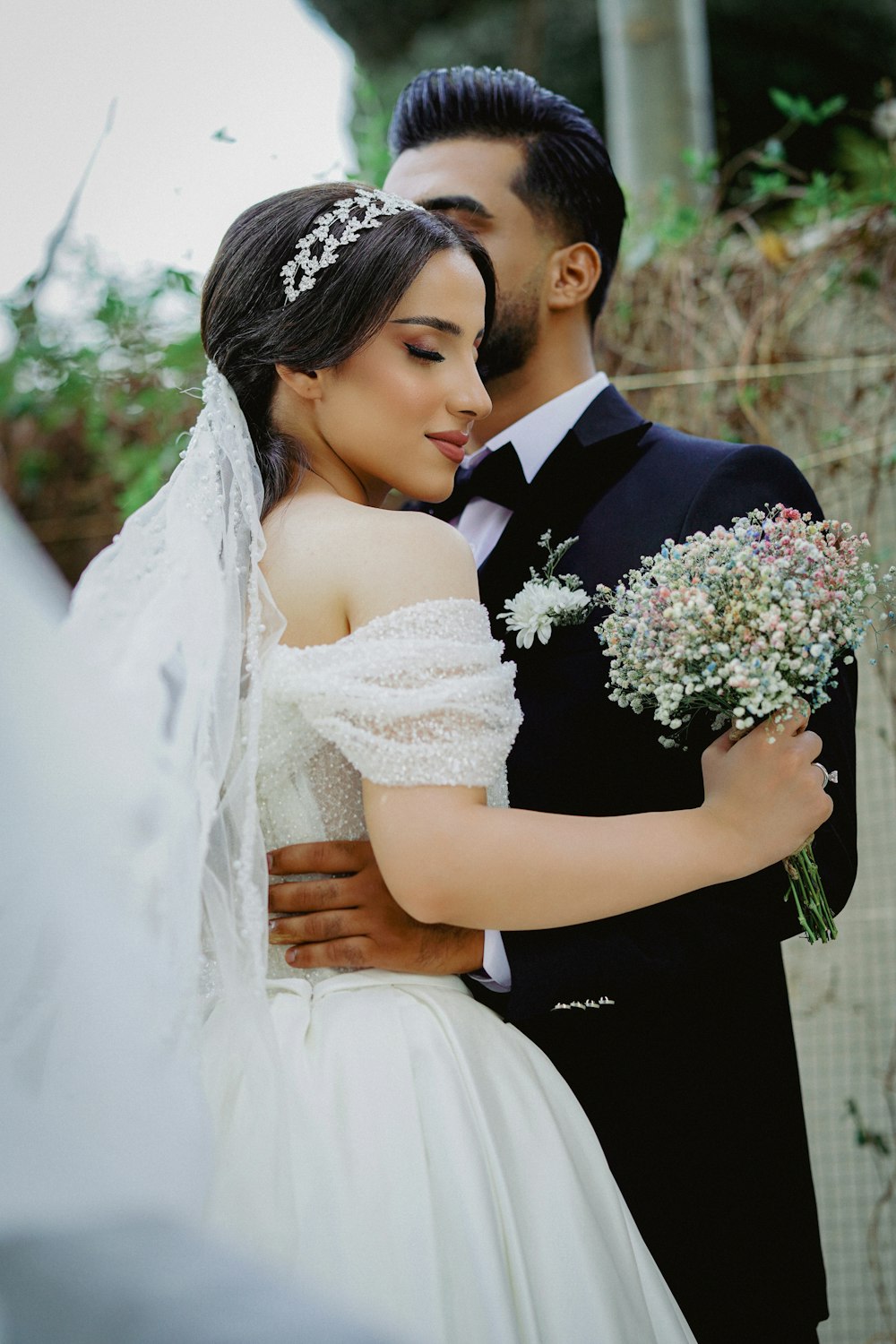 a man and woman kissing