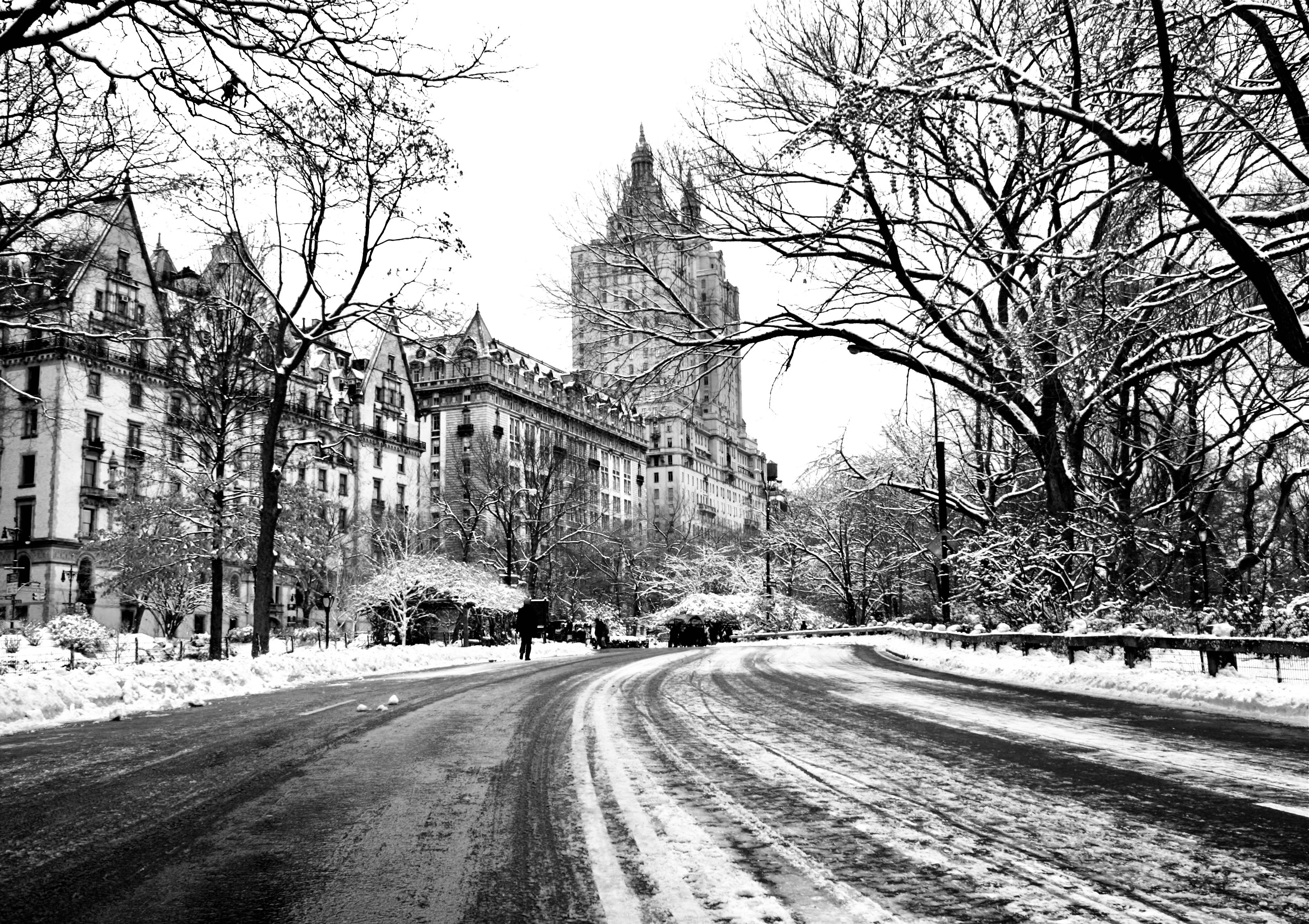 a road with snow on the side