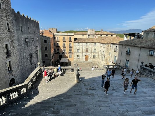 The cathedral steps and the square below — Girona, Spain