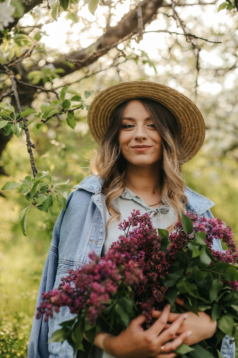 a person holding flowers