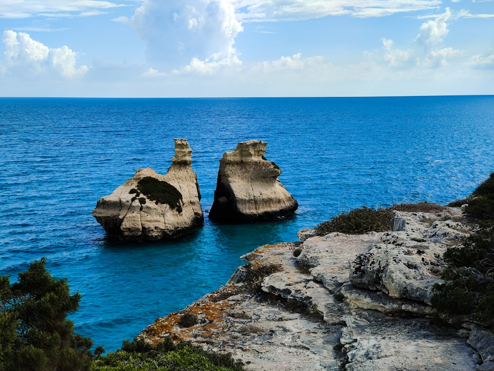 a rocky cliff overlooking the ocean