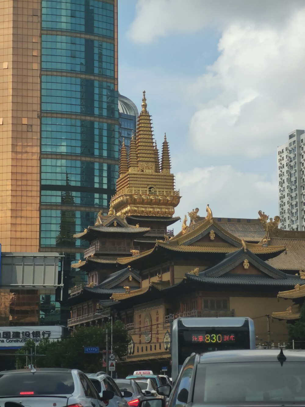 a building with a gold roof