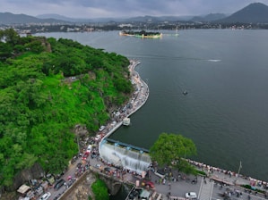 a large building next to a body of water