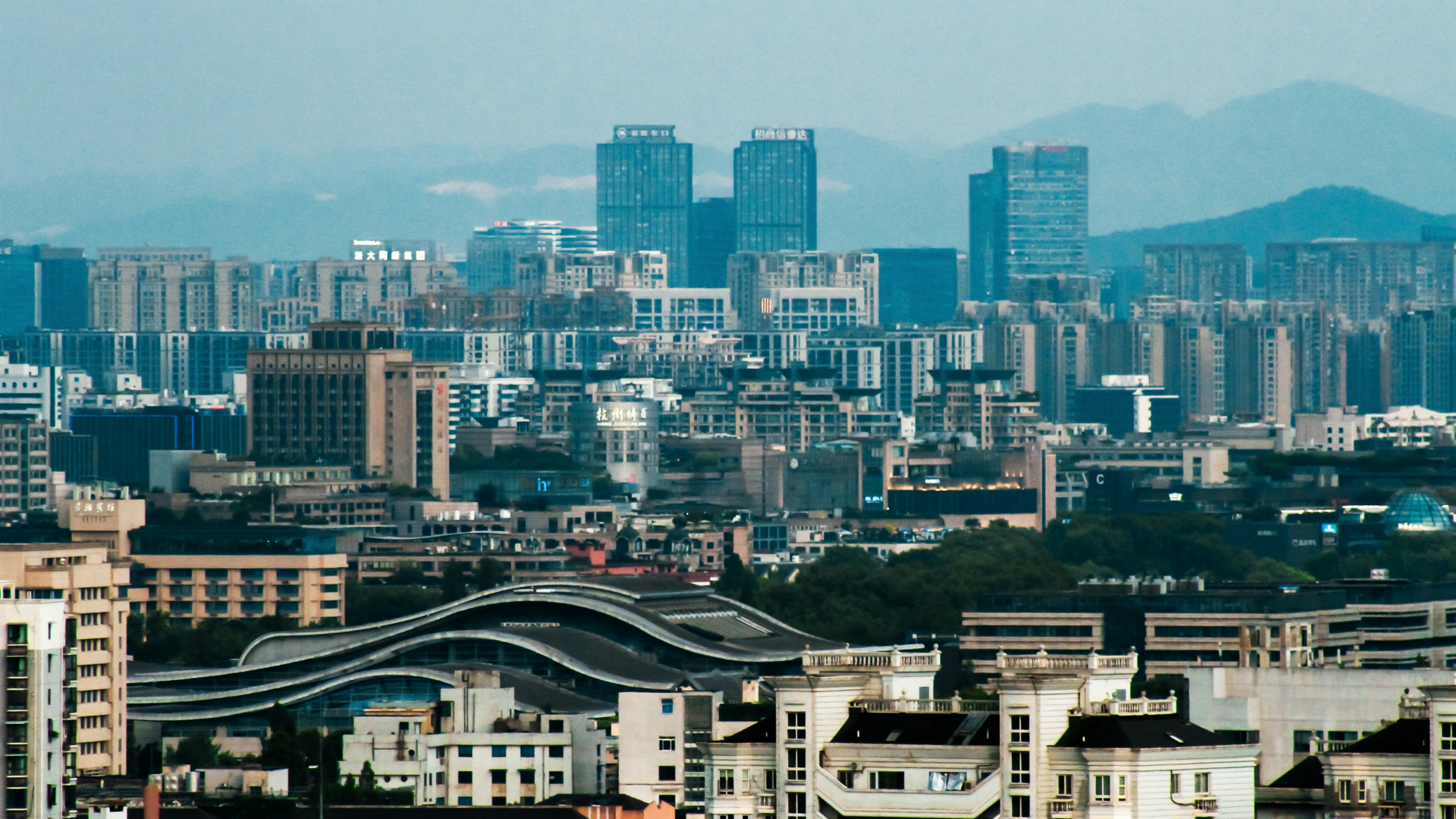 a city with a bridge