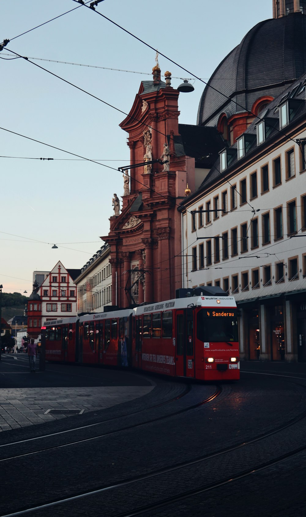 a red train on a track