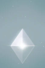 Elegant diamond-shaped logo shining with a subtle blue and silver glow on a clean white background.