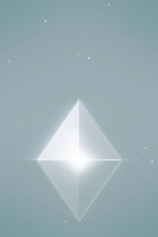 Elegant diamond-shaped logo shining with a subtle blue and silver glow on a clean white background.