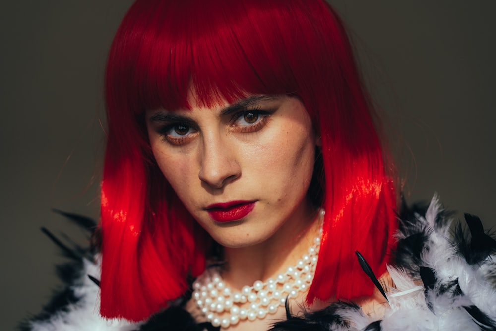 a woman with red hair