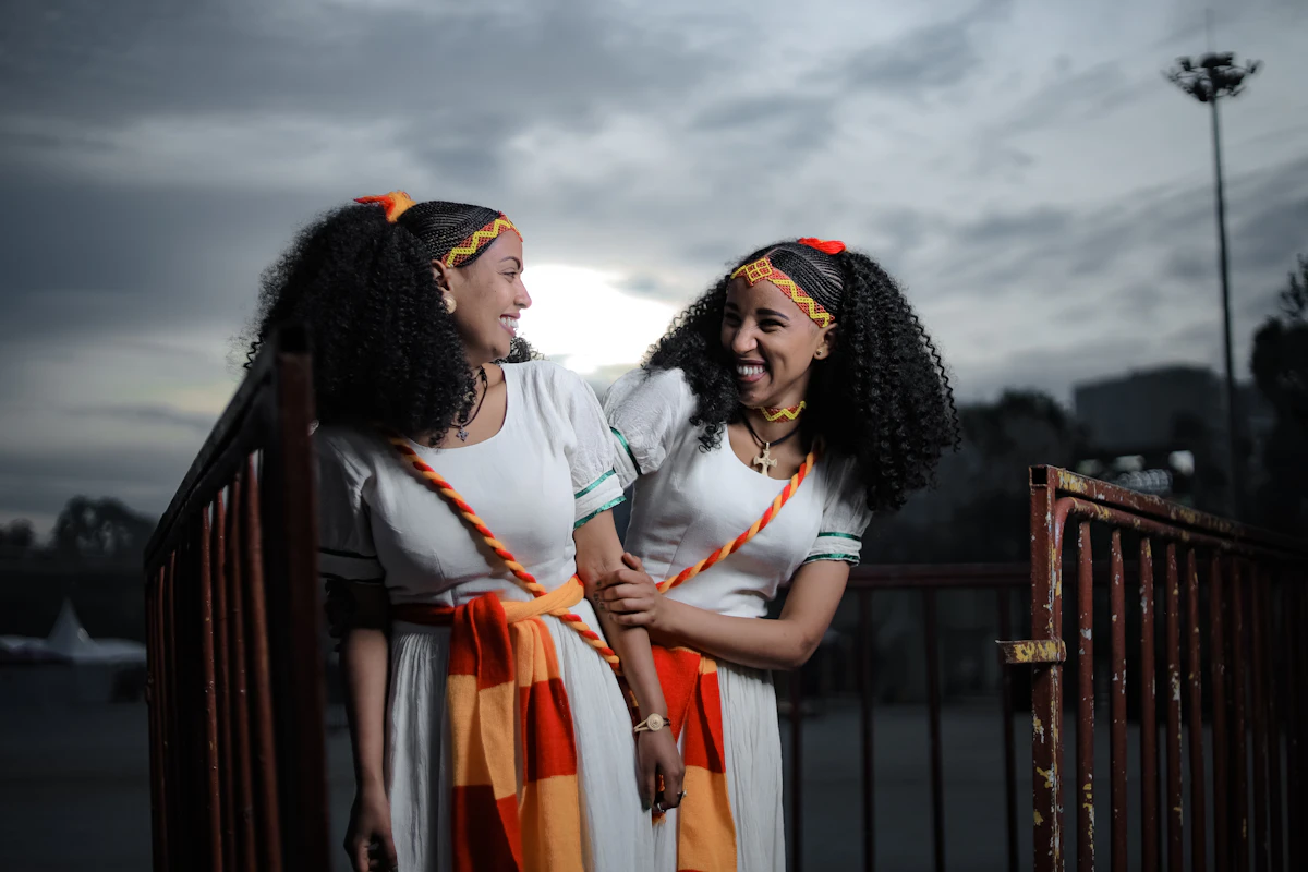 Women in traditional Ethiopian dress