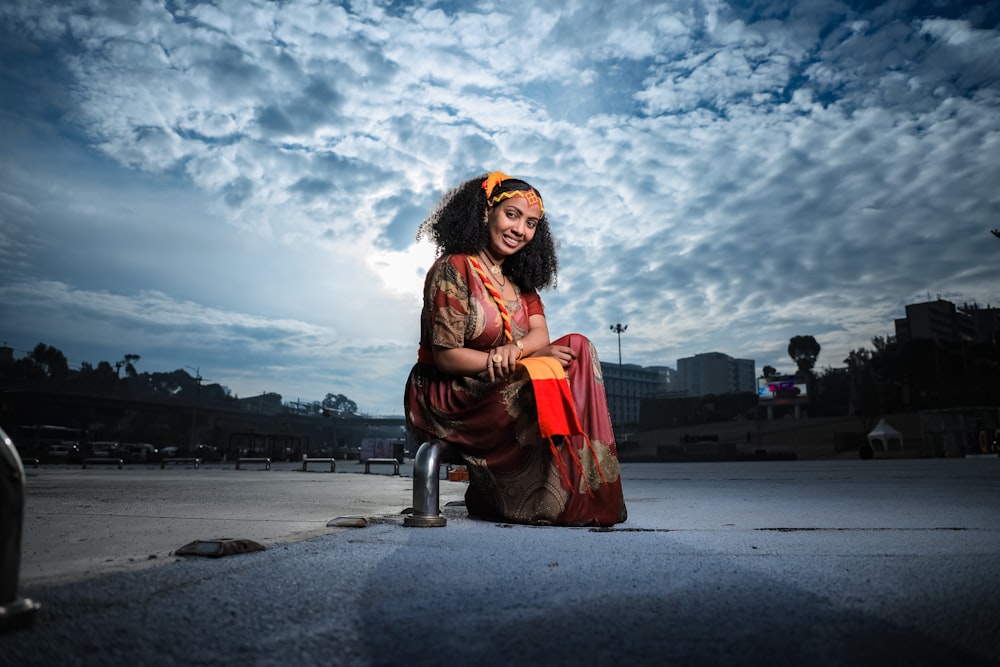 a woman in a traditional dress