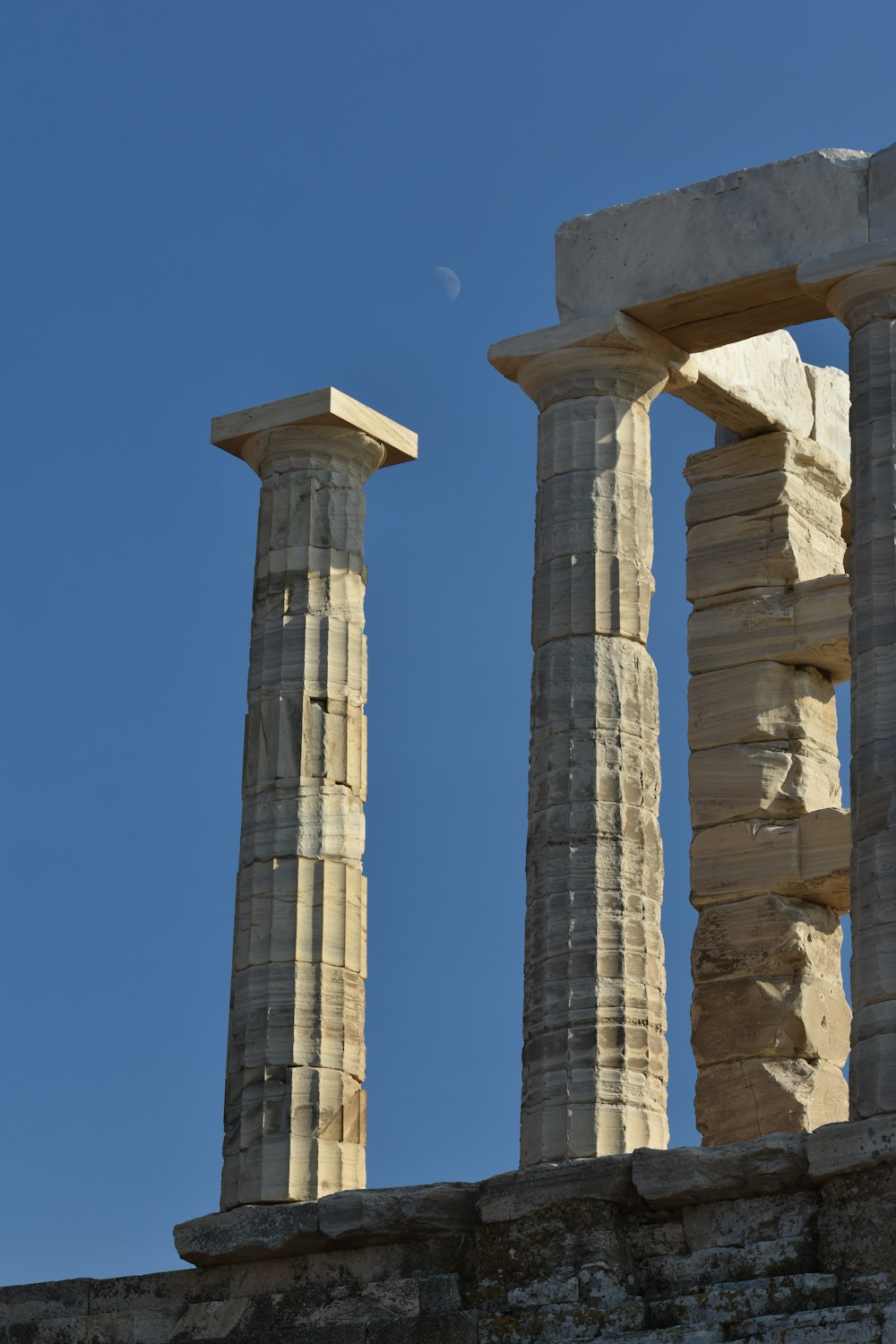 a group of stone pillars