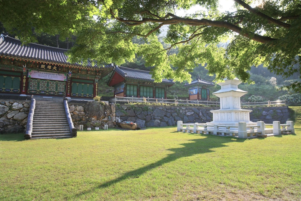 a building with a statue in the front