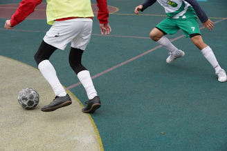 a group of people playing football