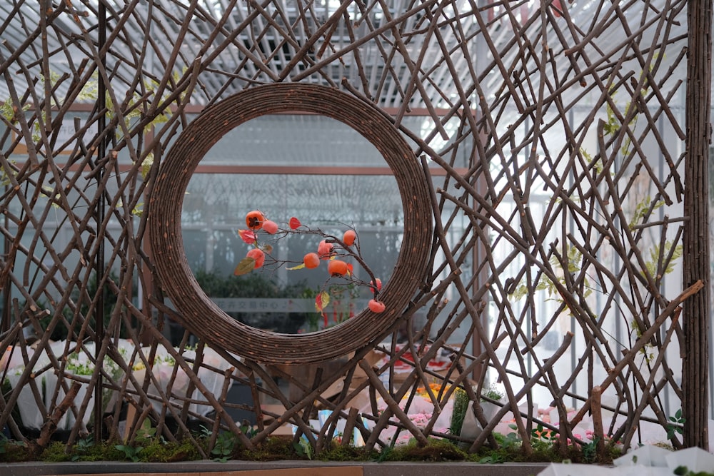 a metal fence with a hole in it