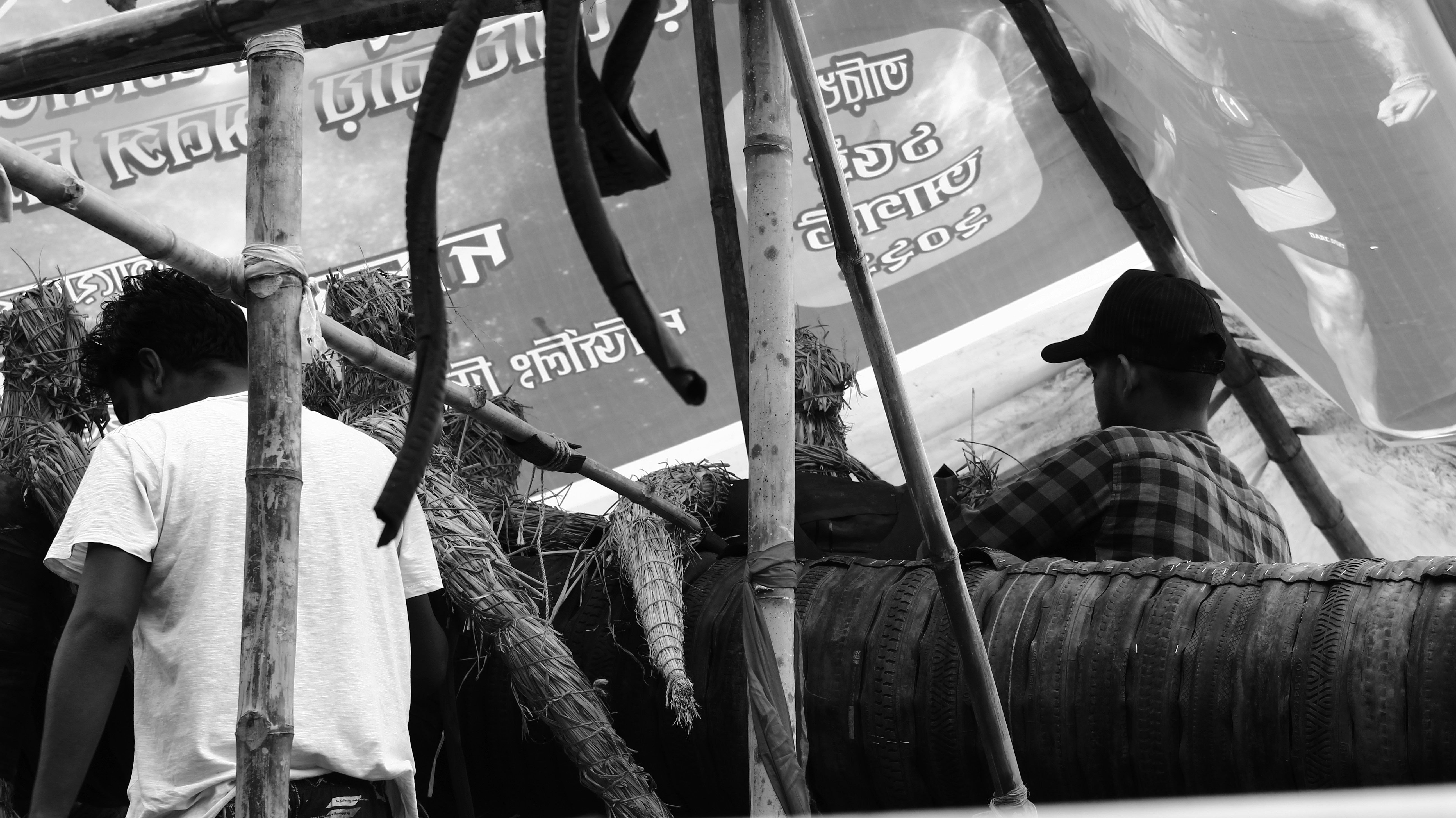 A split image showing a serious-looking Rajya Sabha Chairman at his desk on one side, and protesting opposition leaders holding placards on the other, representing the clash.