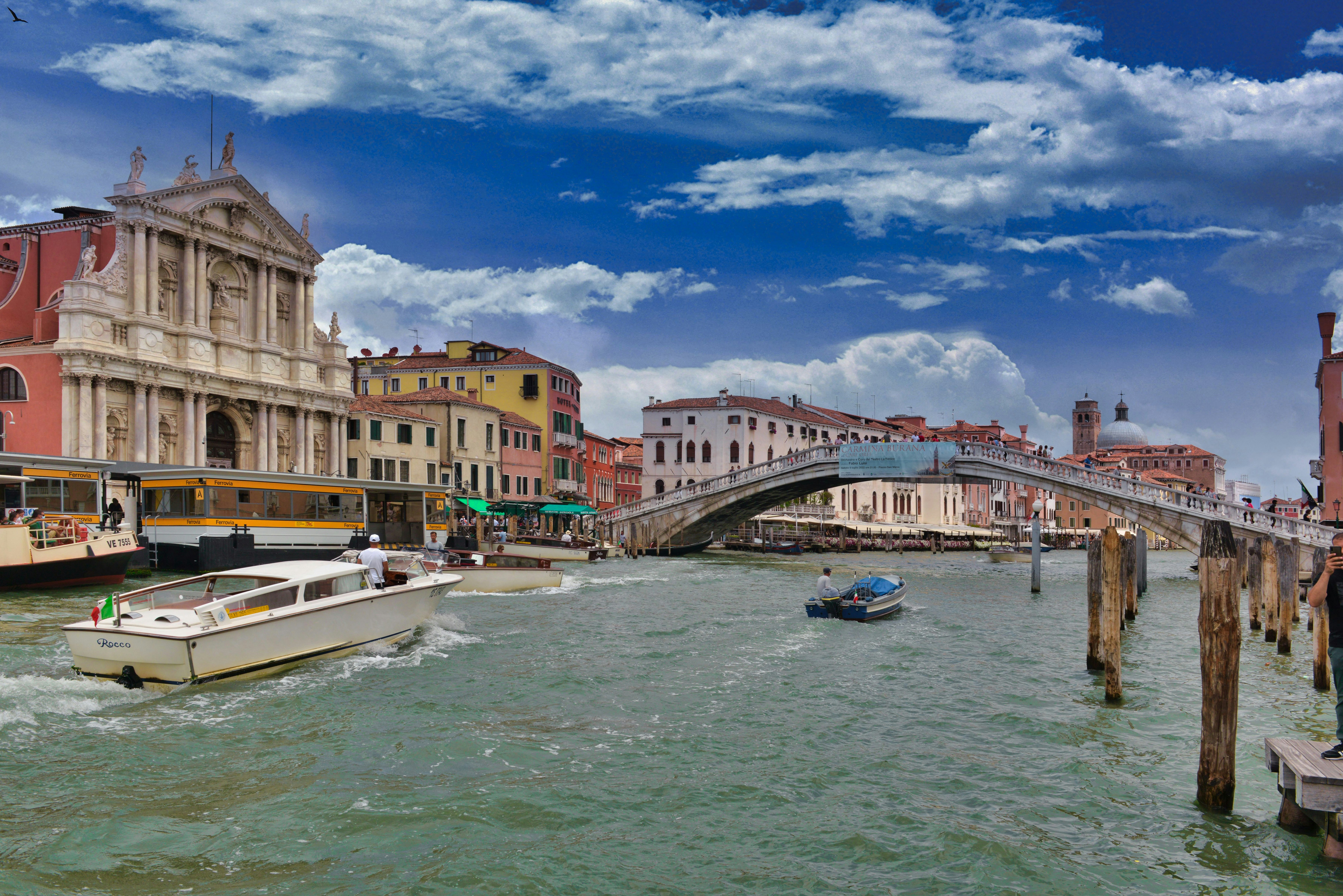 boats in a river, Venice in summer time, Italy