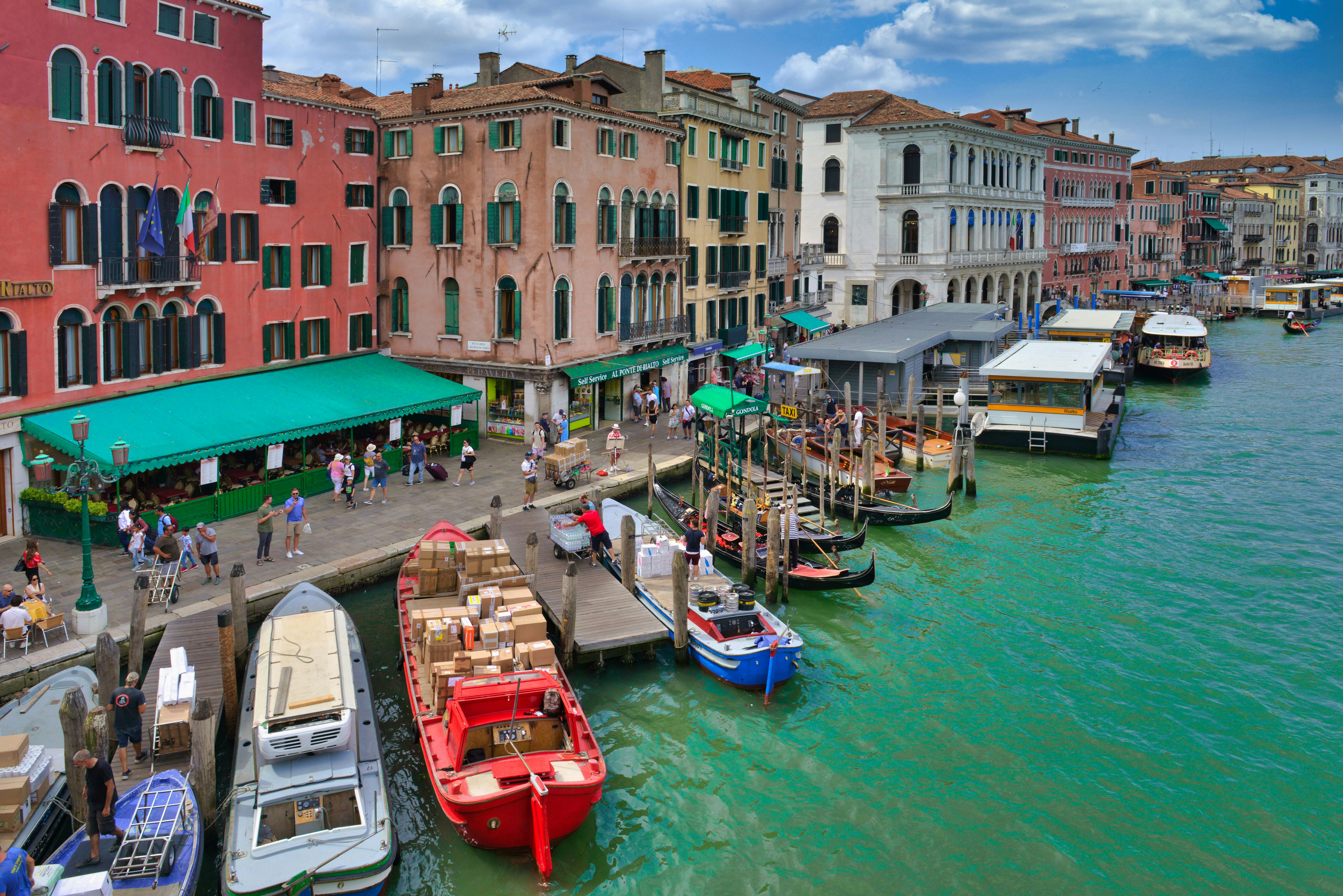 boats in a canal, Venice in summer time, Italy