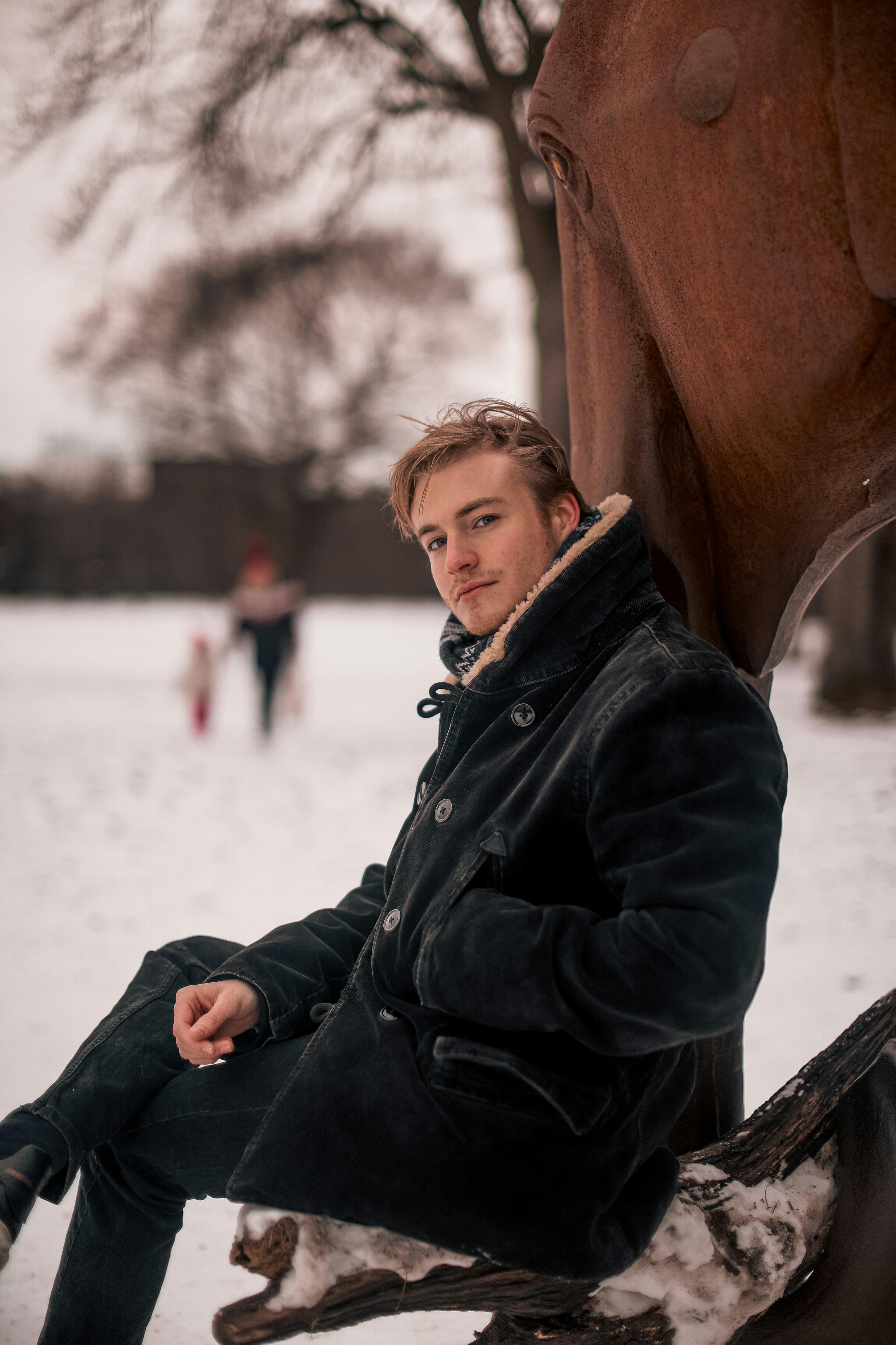 a person sitting on a tree branch