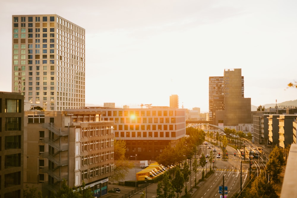 a city with tall buildings