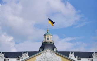 a flag on top of a building