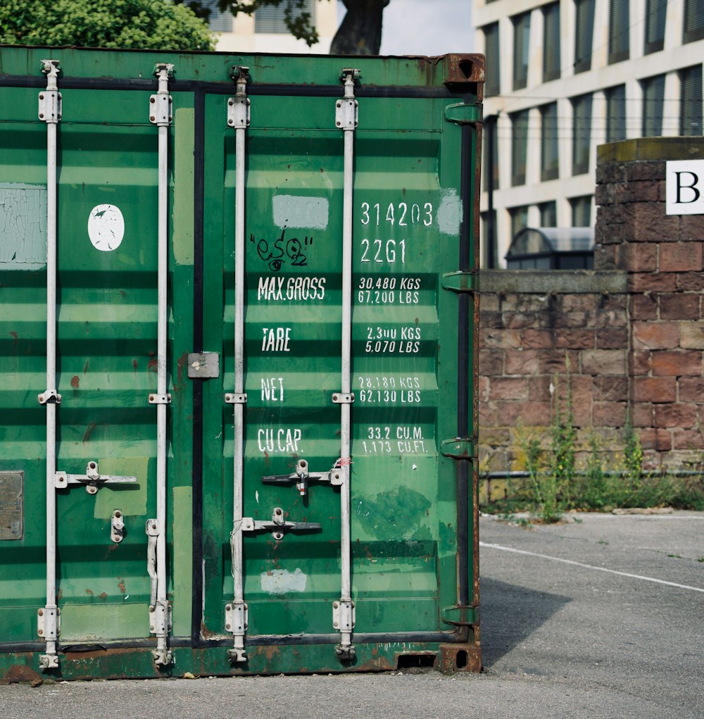 a green metal gate