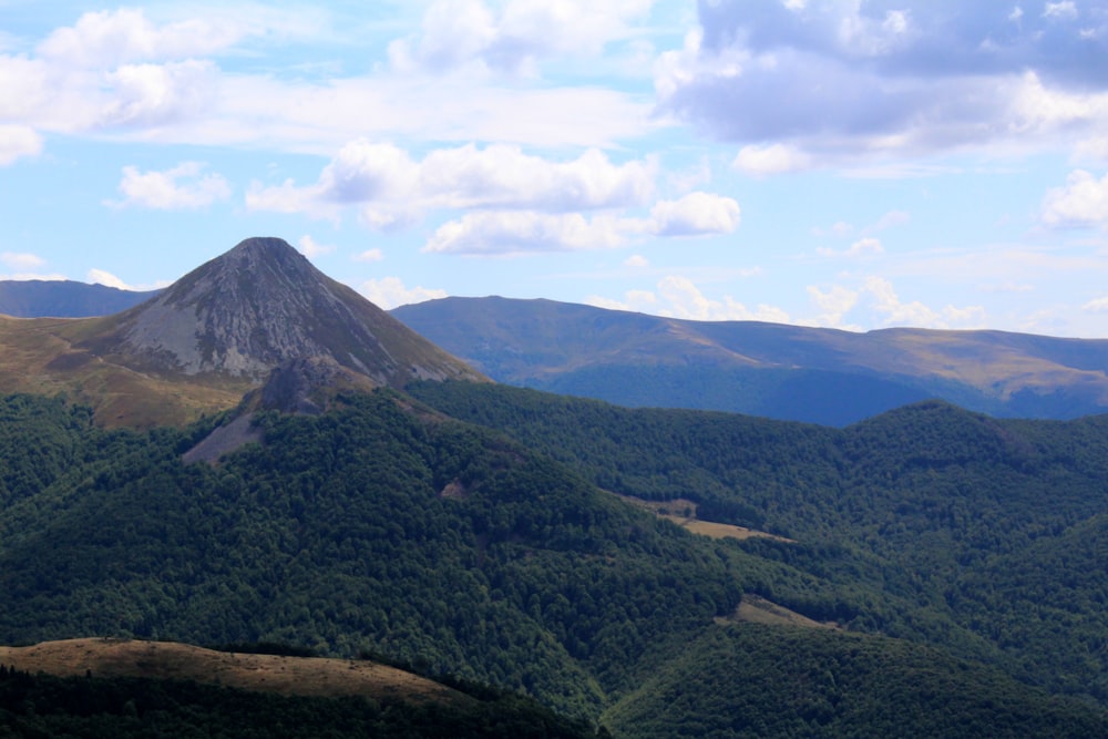 a landscape with hills and trees