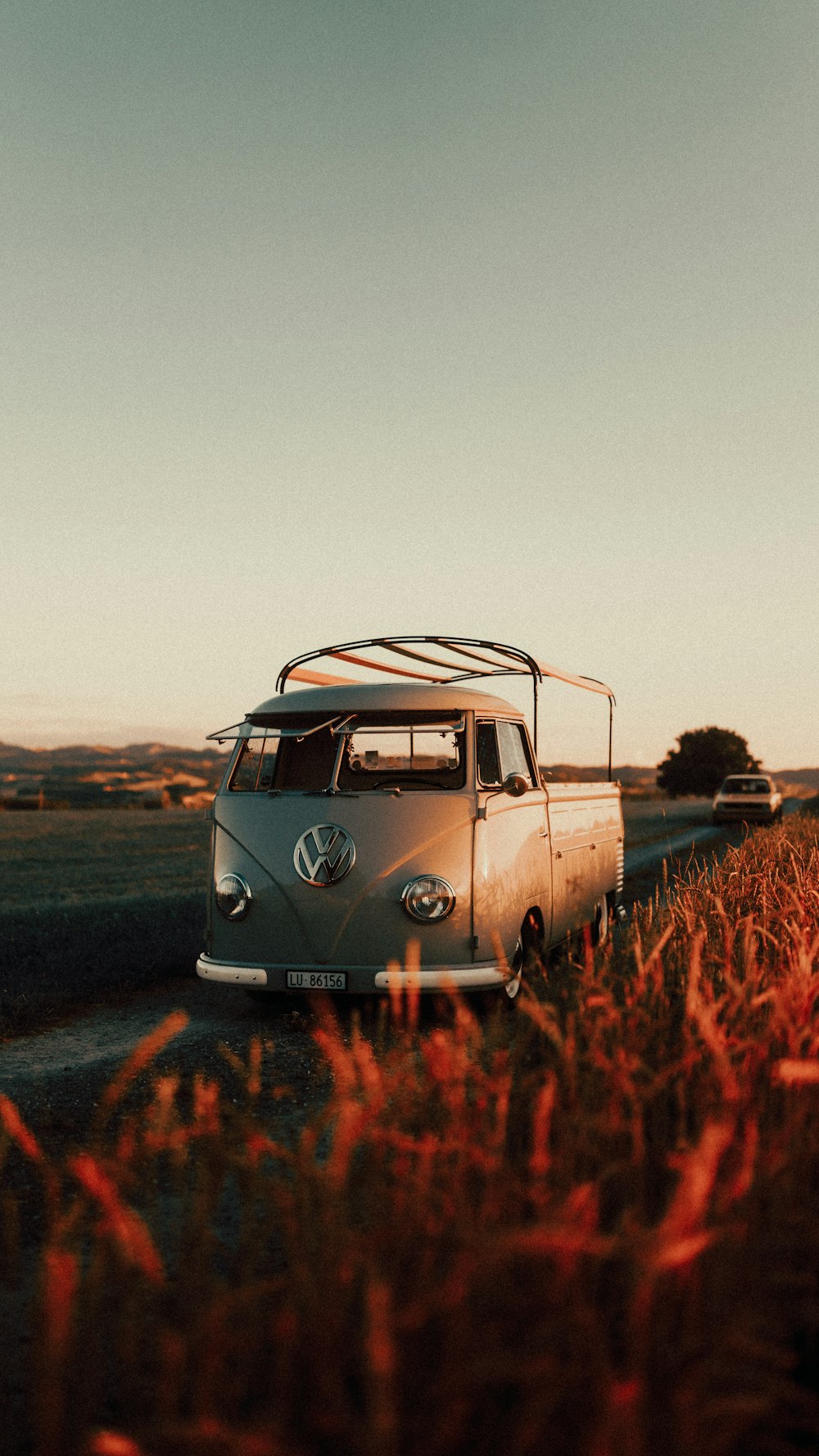 a car parked in a field