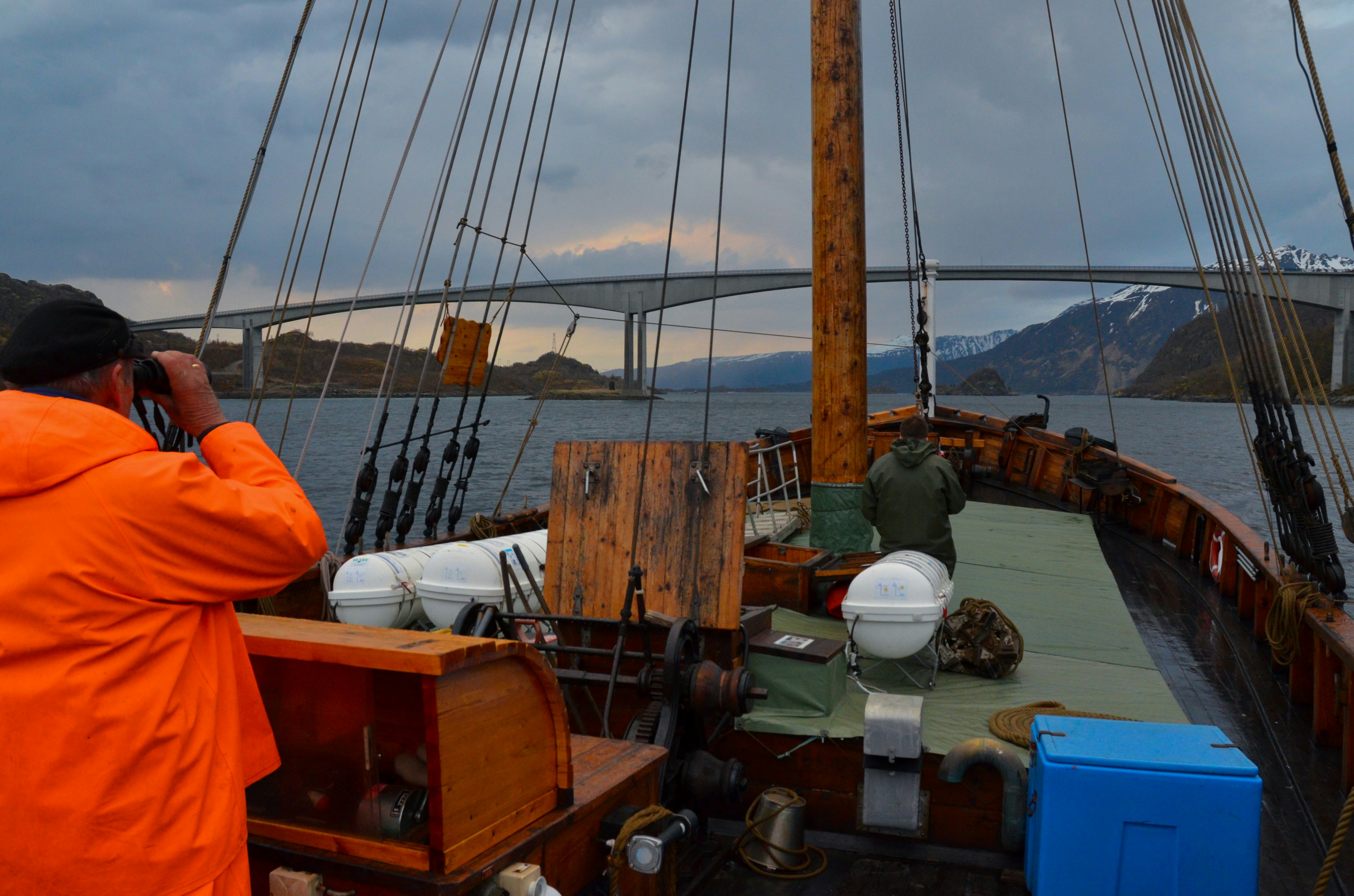 Lofoten. Norway. On the deck of the old ship.