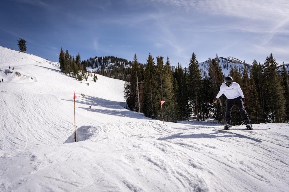 a person skiing down a slope