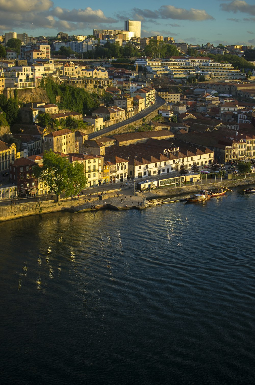 a city next to a body of water