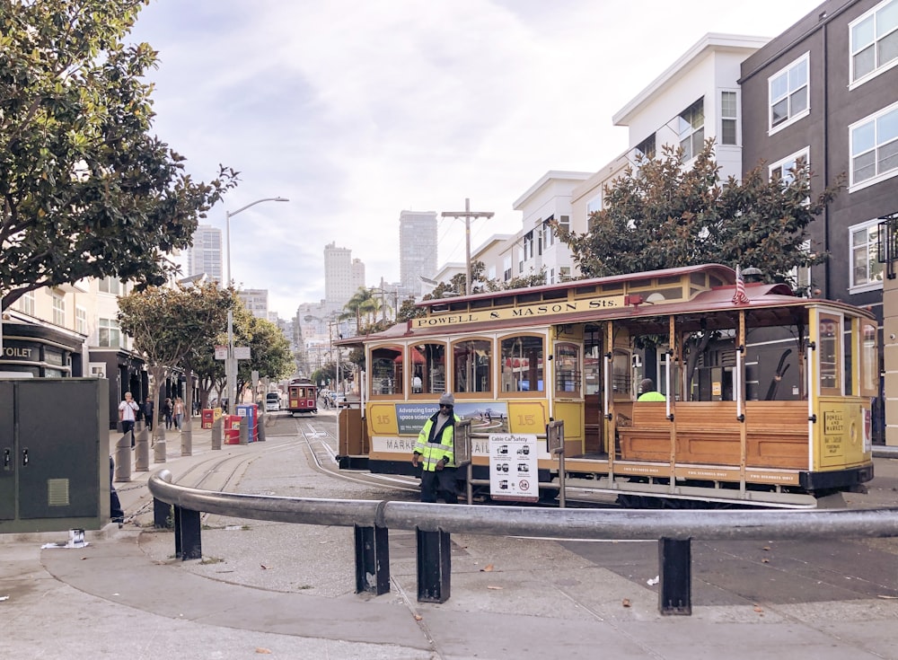 a trolley on a street